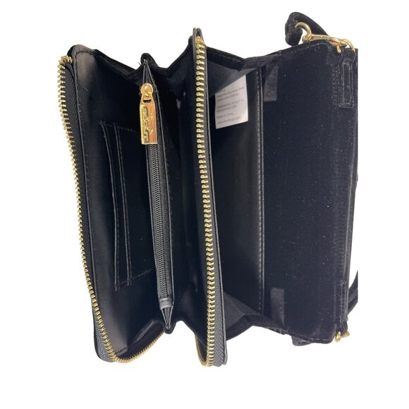 Scout Black Velvet Decker Crossbody Clutch Gold Hardware Detachable Strap Sz S - Picture 6 of 10